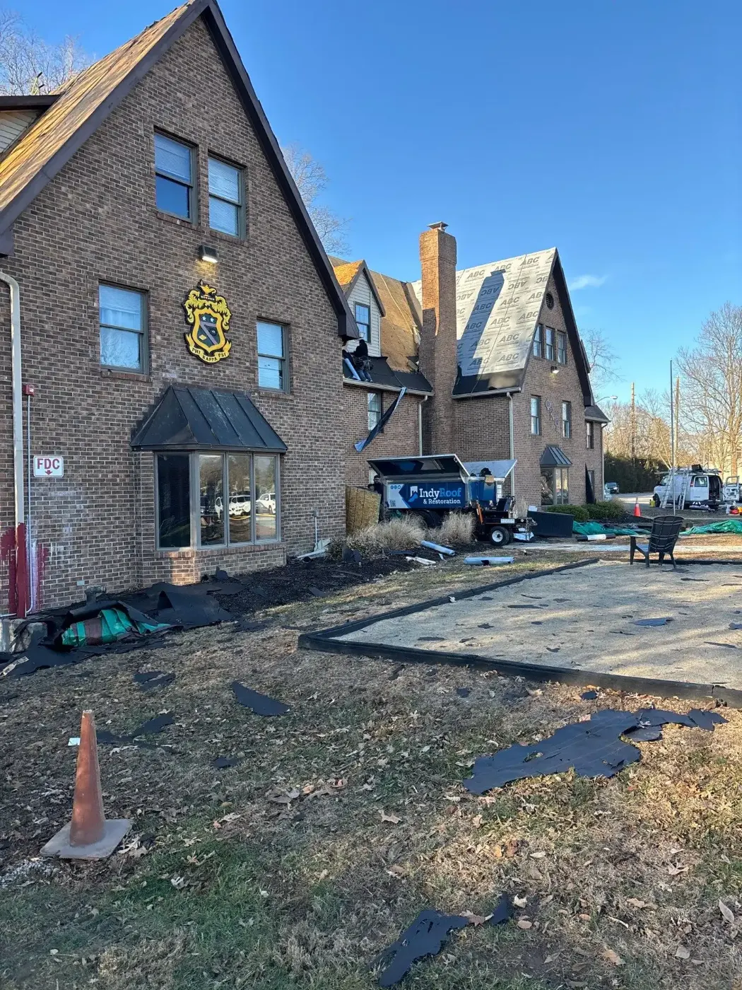 Storm damage documentation on a New Albany commercial building