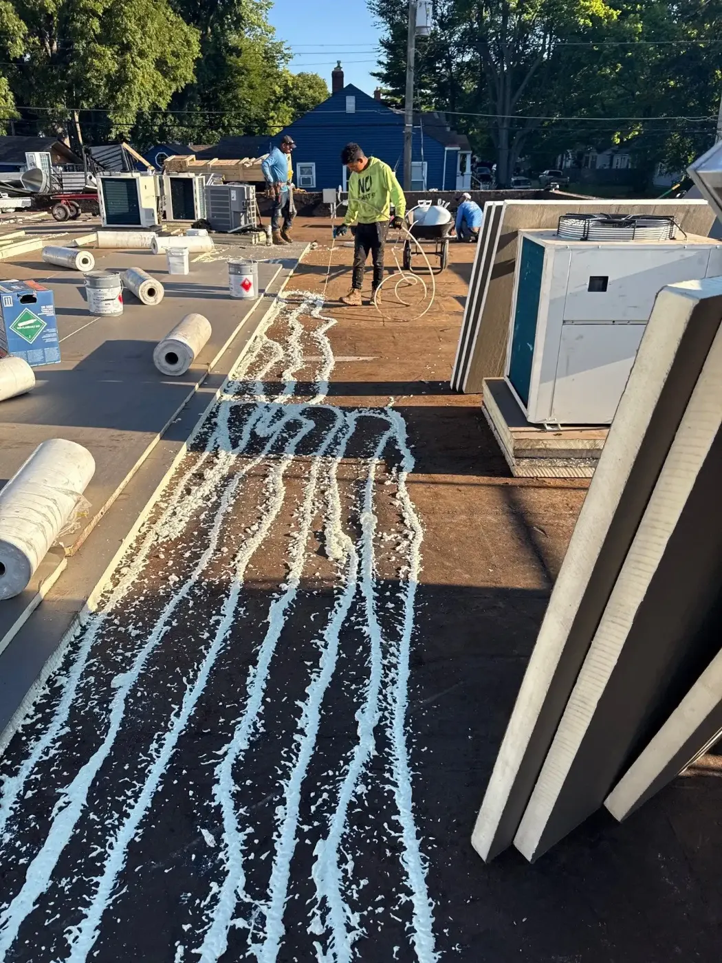 Tarping and dry-in on a New Albany commercial roof