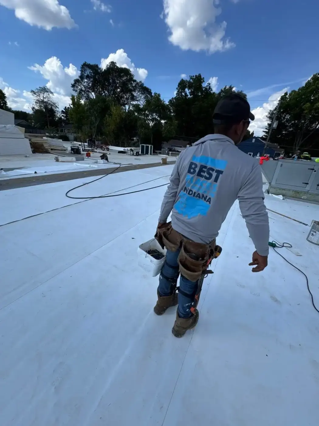Commercial roof inspection documented in New Albany