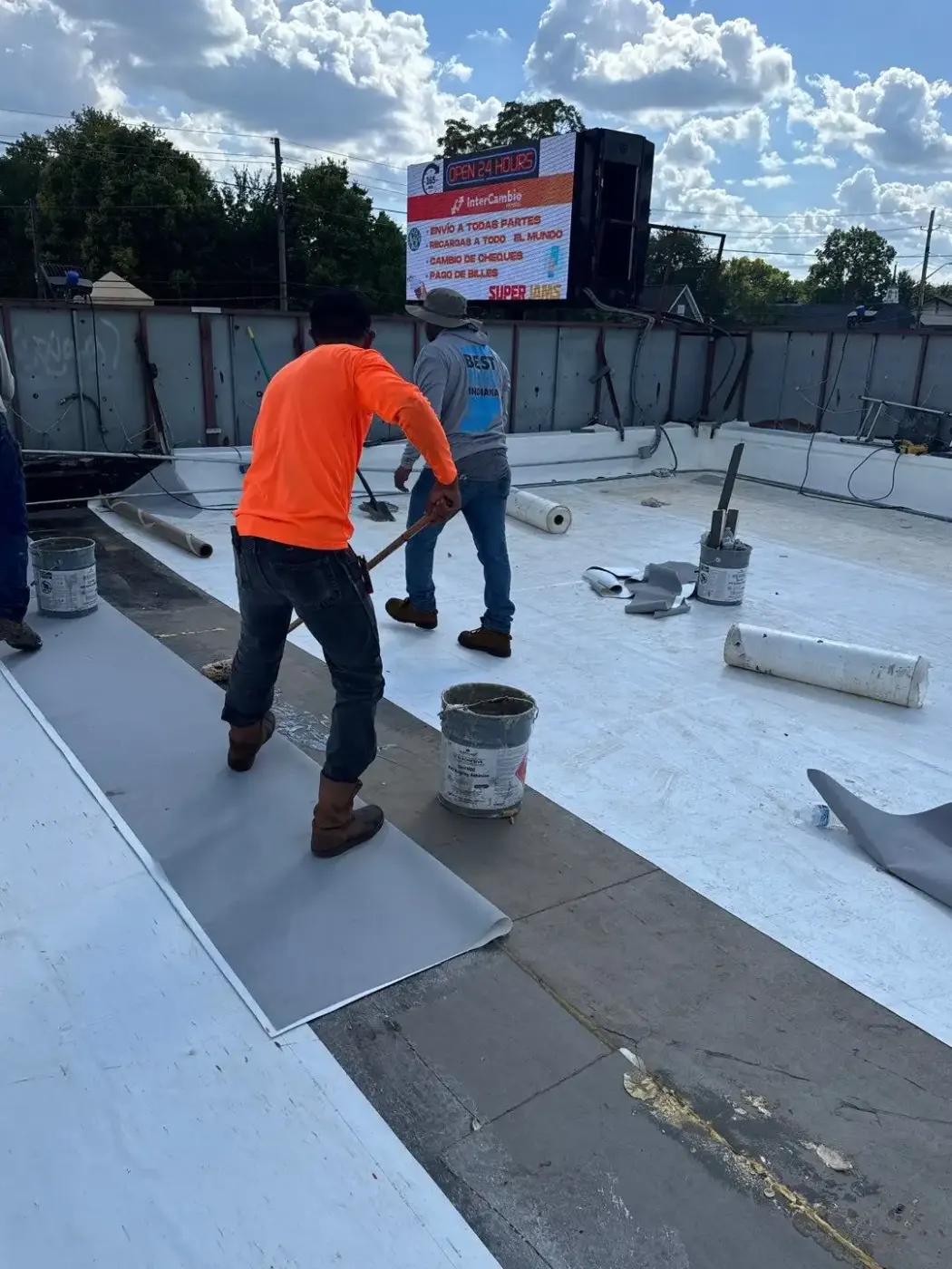 Commercial roof inspection documented in New Albany